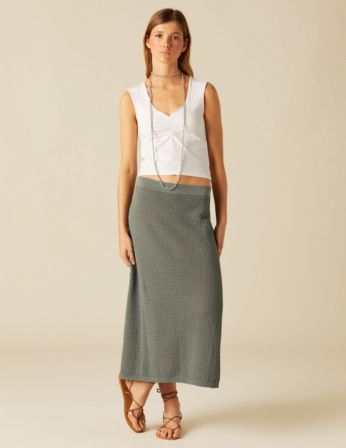 FALDA PUNTO LARGA GRIS