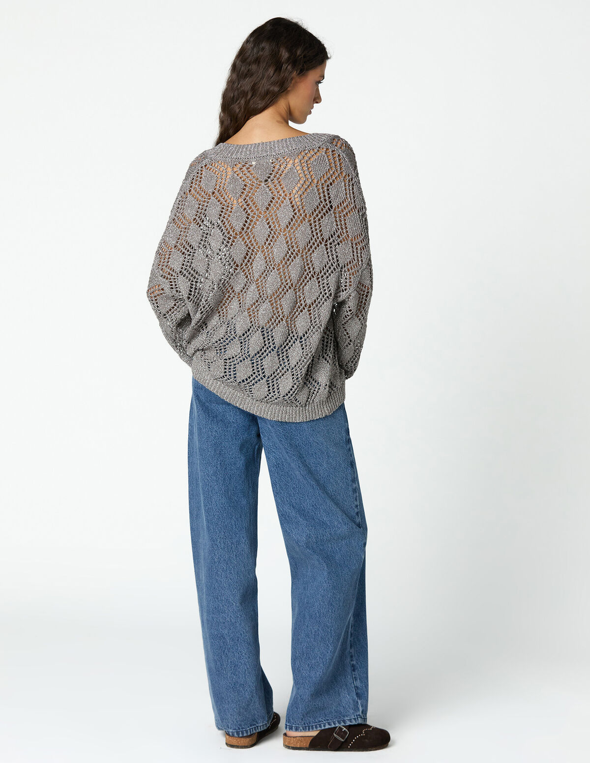 GREY EMBROIDERED JEANS