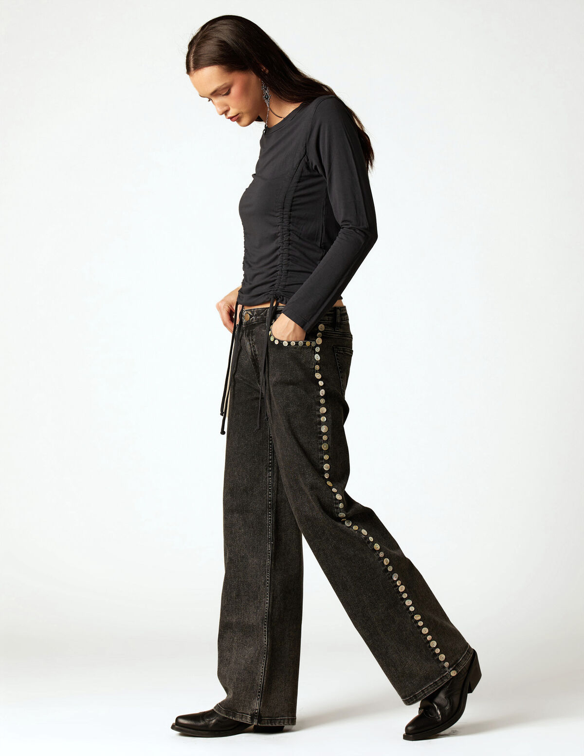 DENIM BOTONES N&Aacute;CAR AZUL