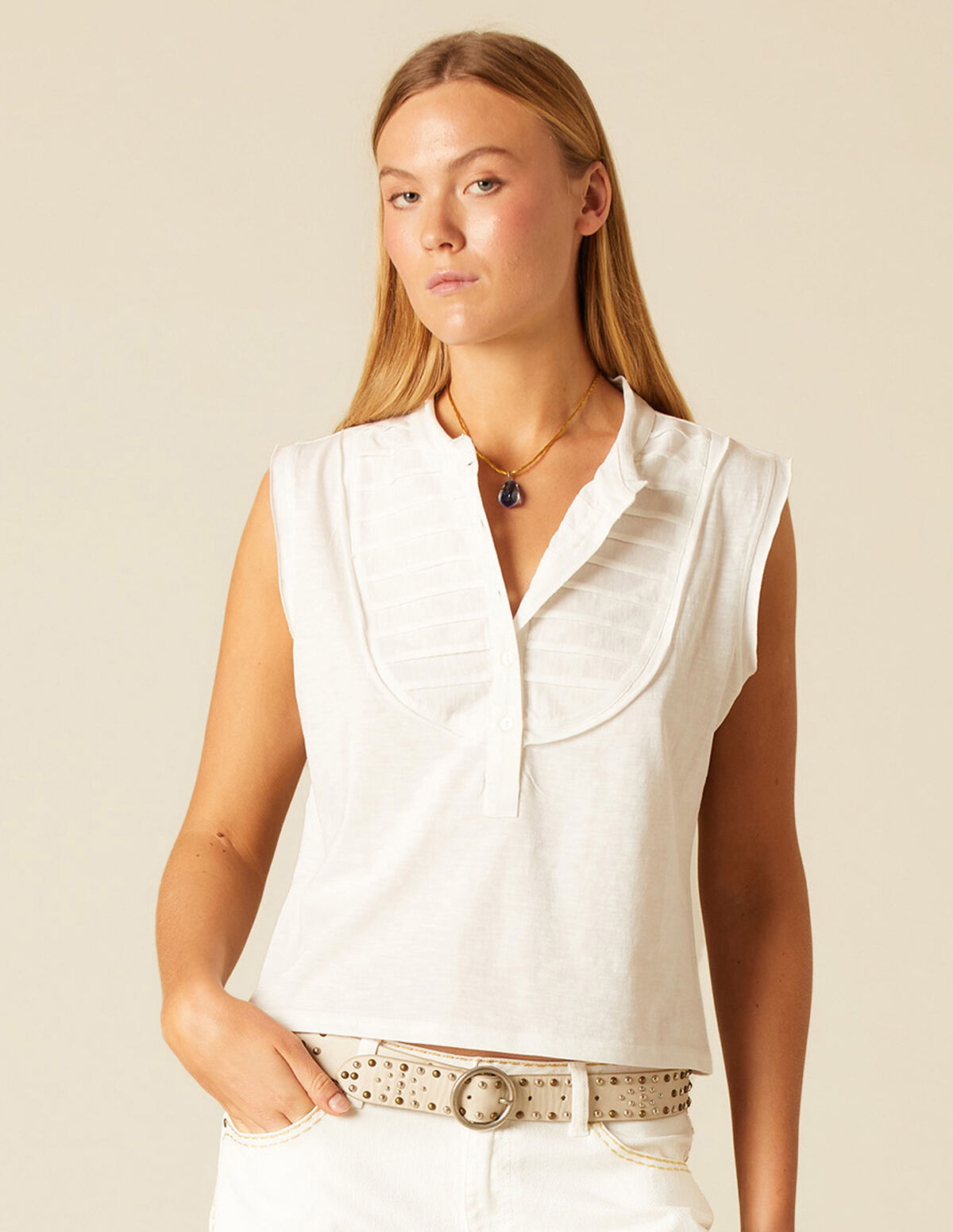 T-SHIRT PLIS BLANC
