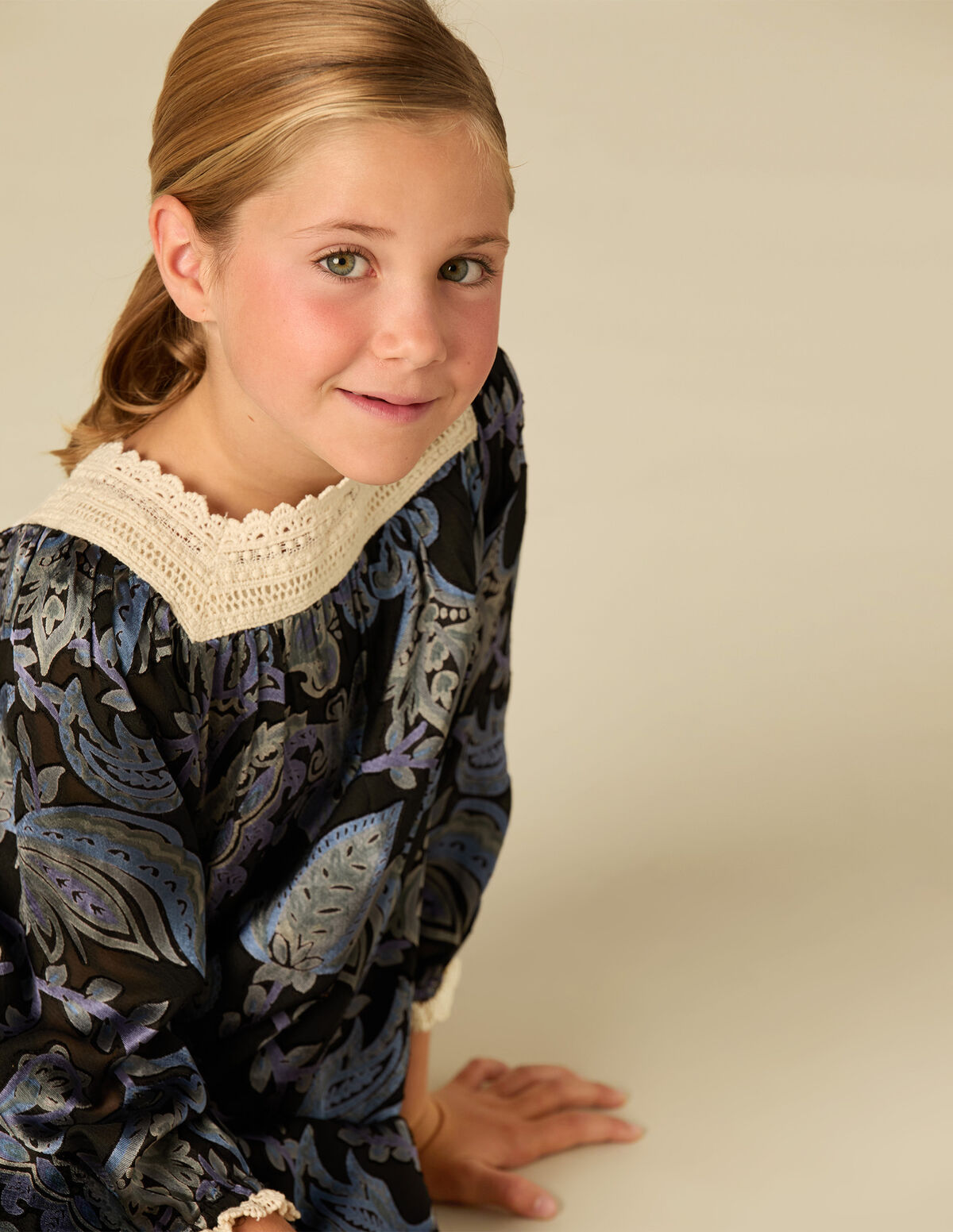 ROBE IMPRIMÉ DÉCORATIF BLEU