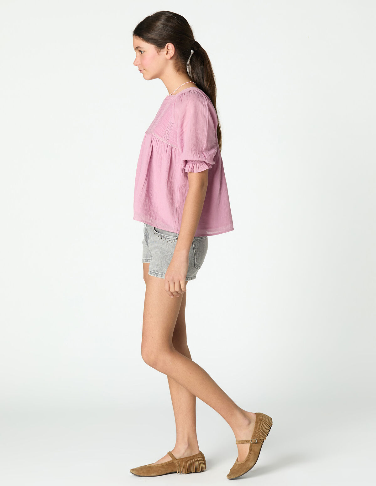 PINK PIN-TUCK SHIRT