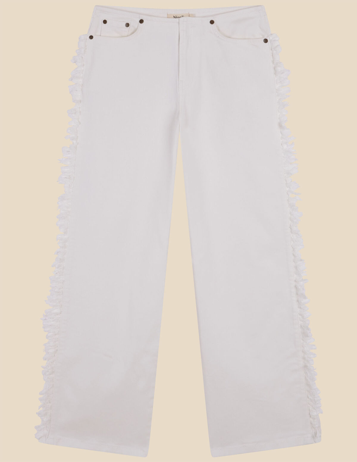 PANTALON FRANGES CÔTÉ BLANC