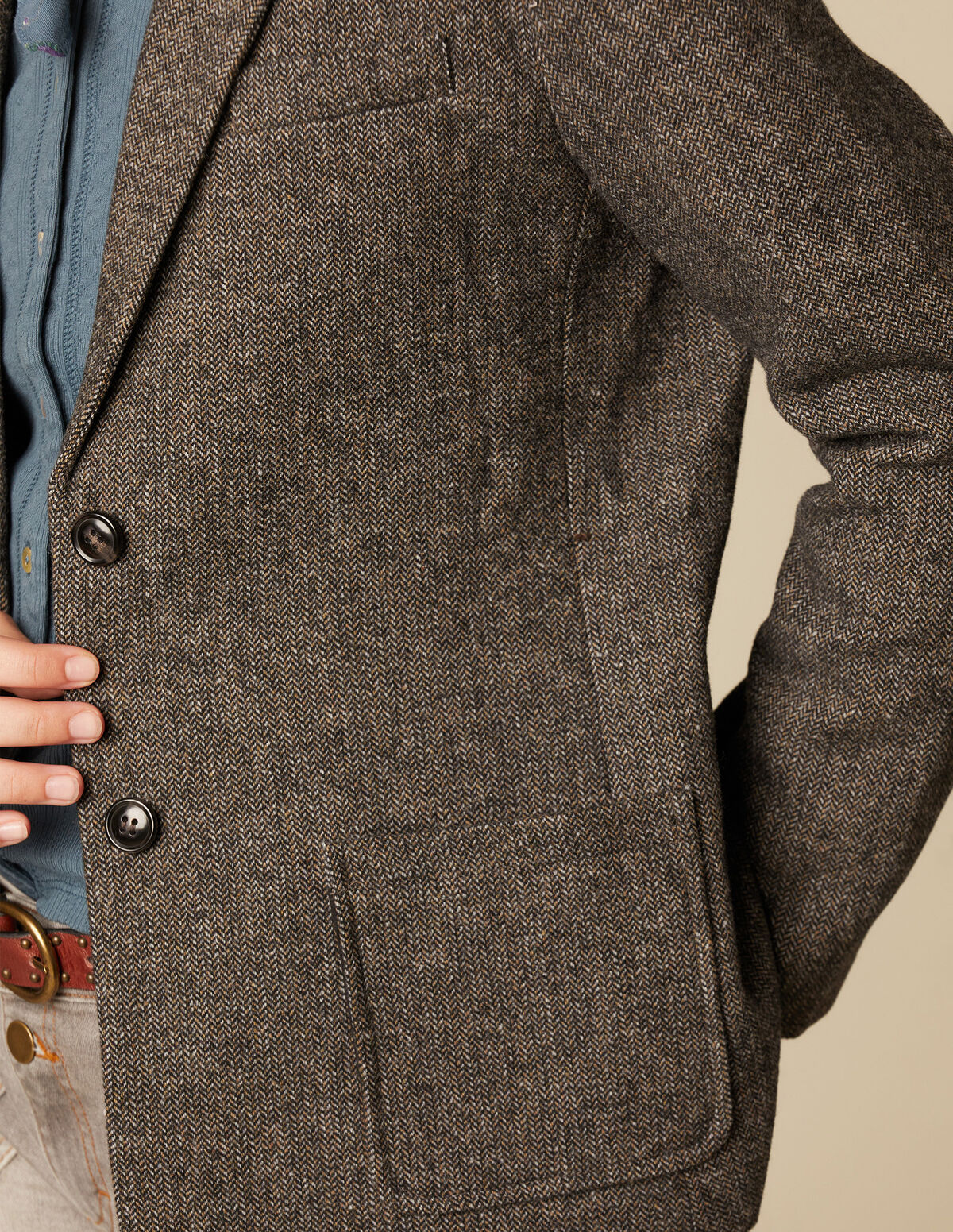 GREY HERRINGBONE BLAZER