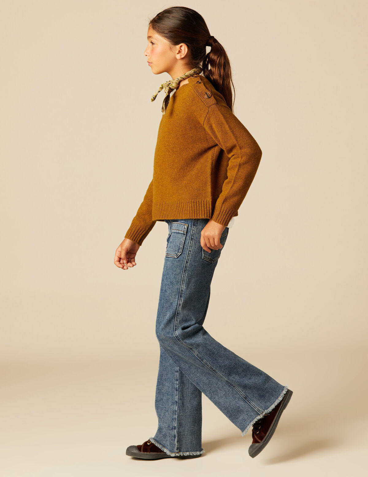 PULL BOUTONS JAUNE MOUTARDE