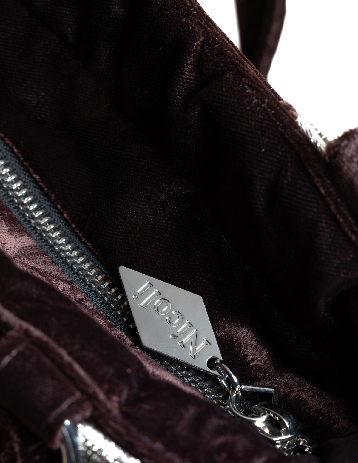 BROWN BEADED VELVET BAG