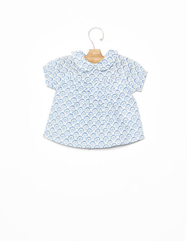 Camisa cuello bebé flor loto azul - Ver todo > - Nícoli