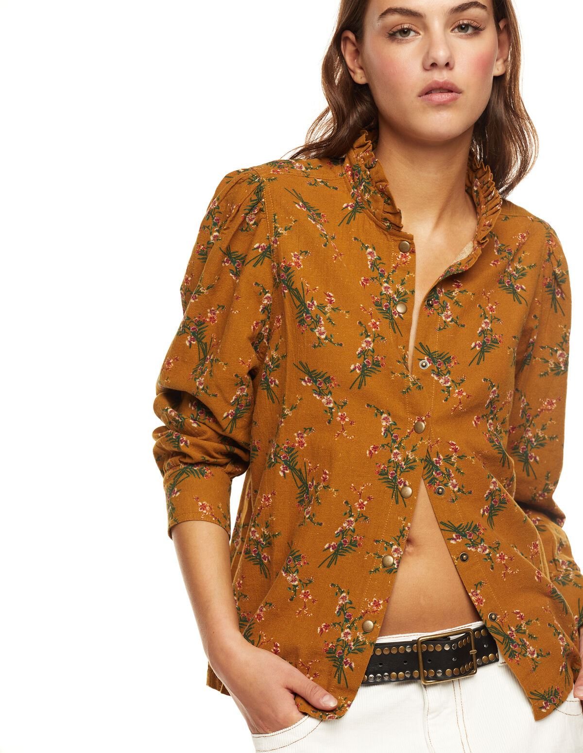 CAMISA MOSTAZA FLOR