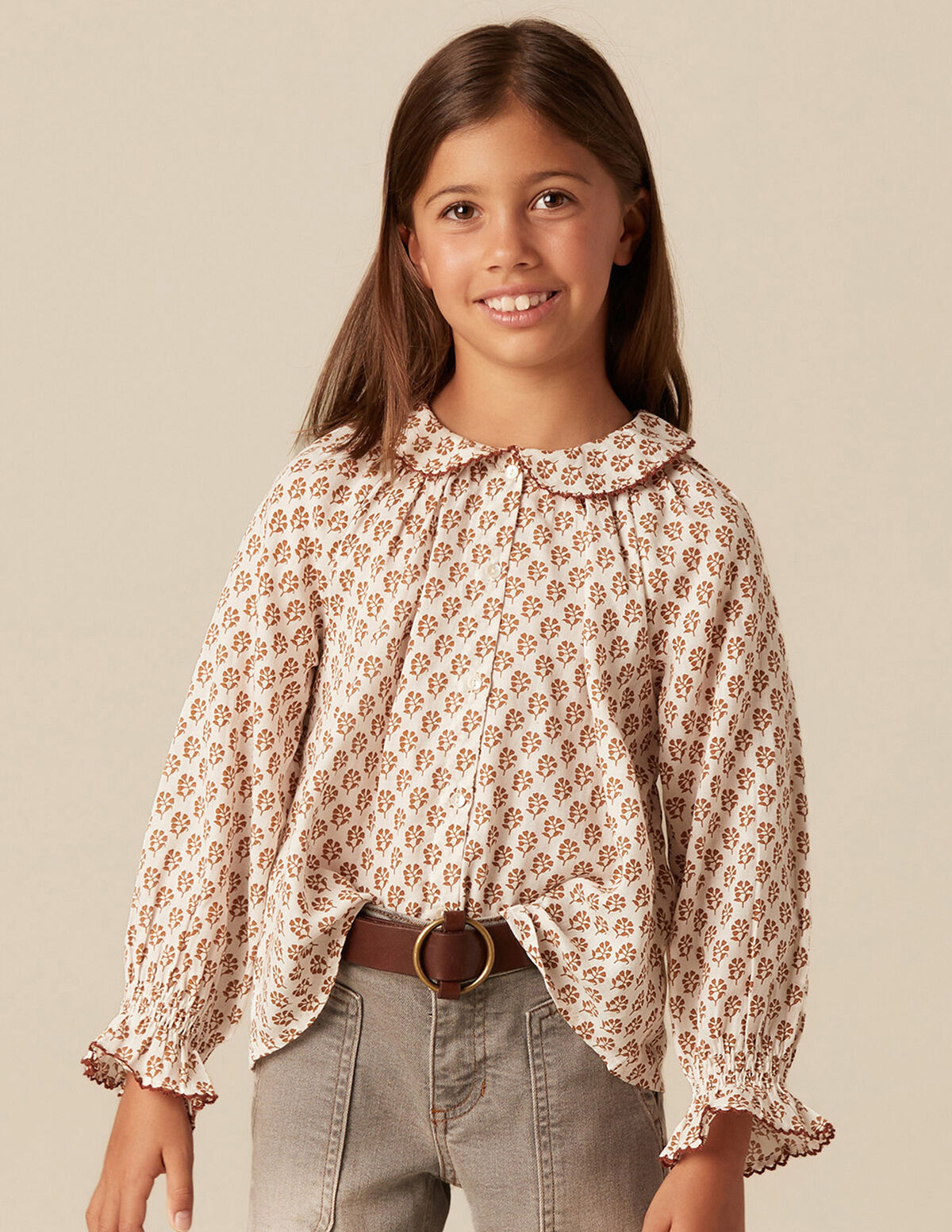 ECRU FLOWER PRINT SHIRT