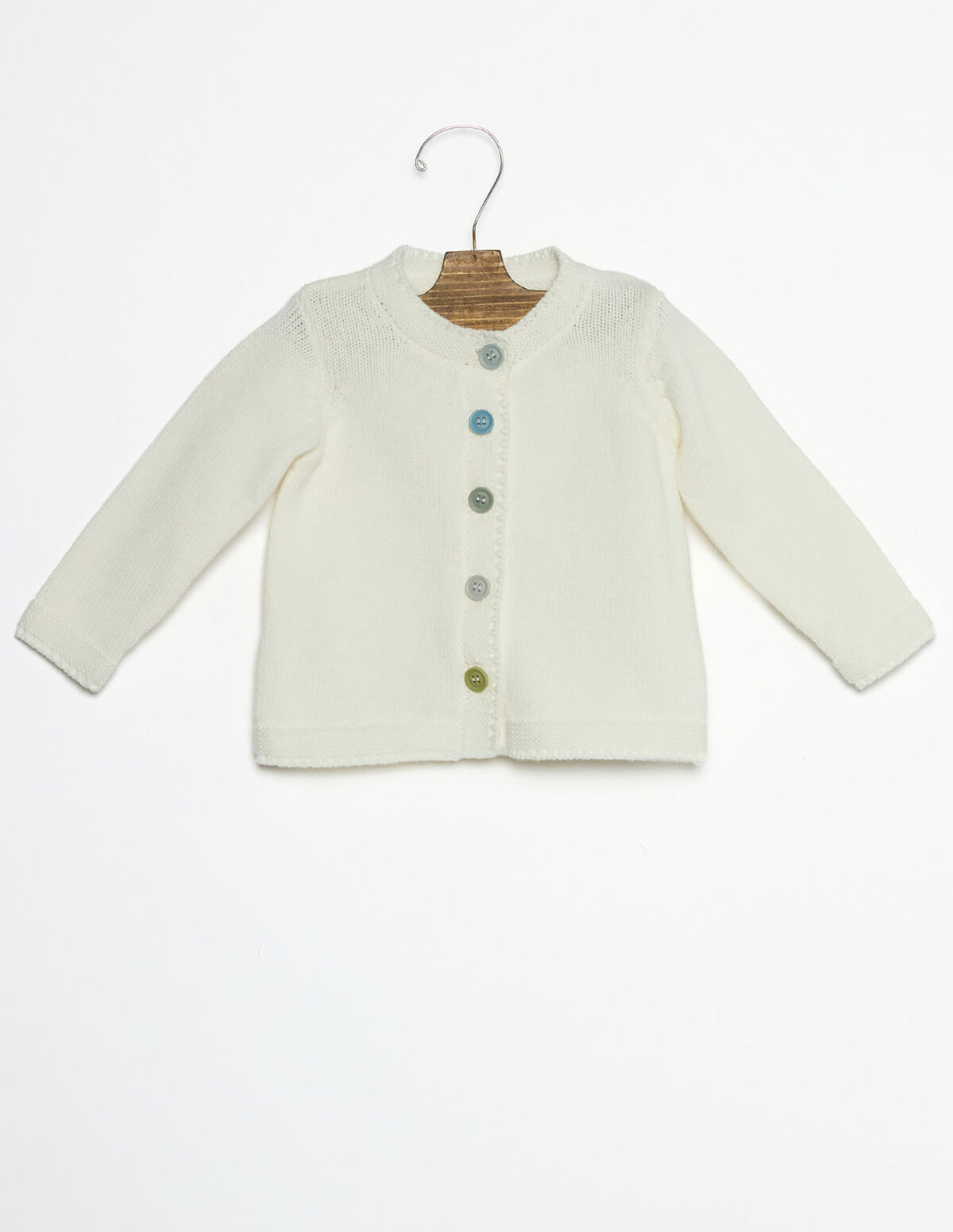 ECRU JACKET WITH COLORED BUTTONS