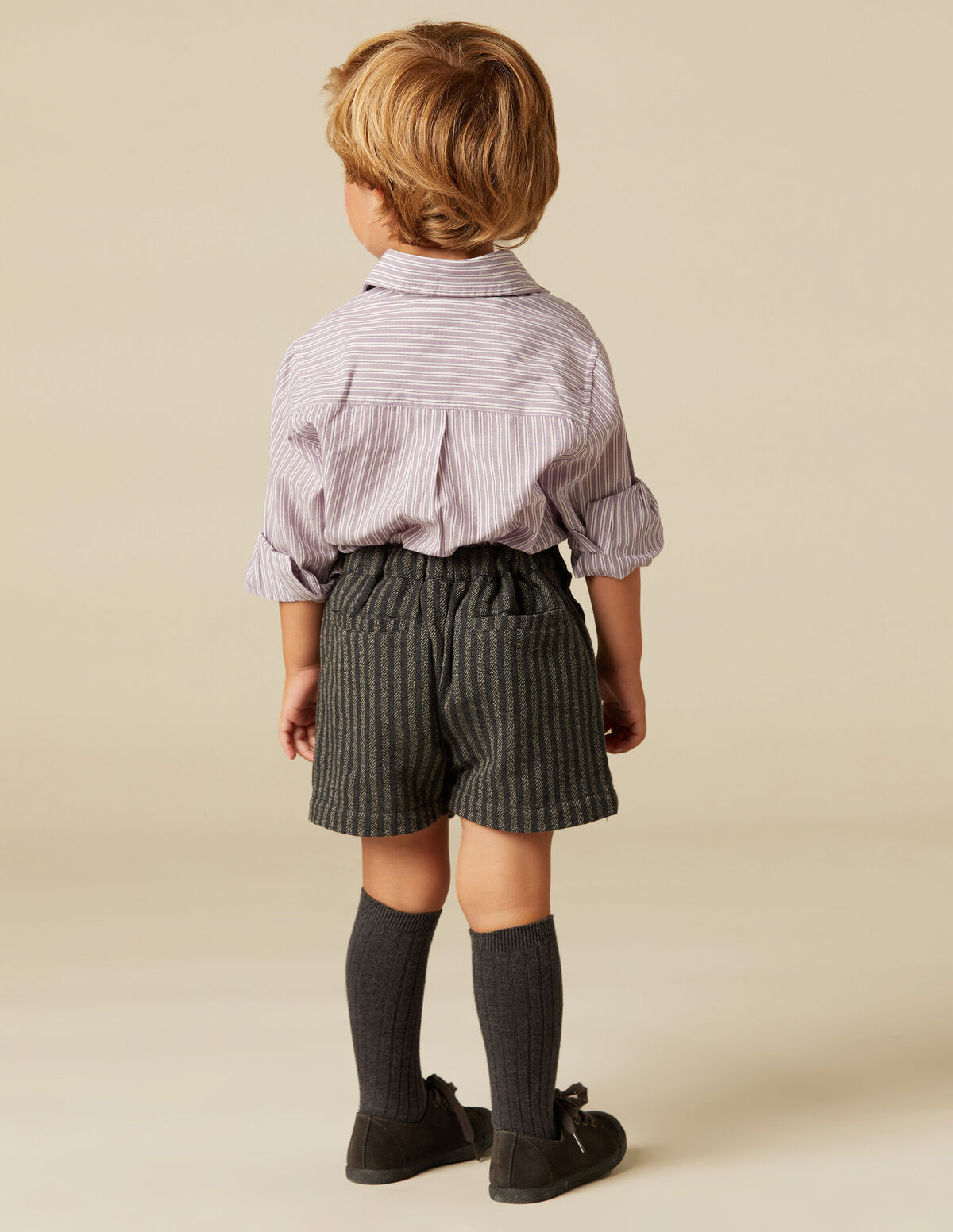 GREY STRIPED SHORTS