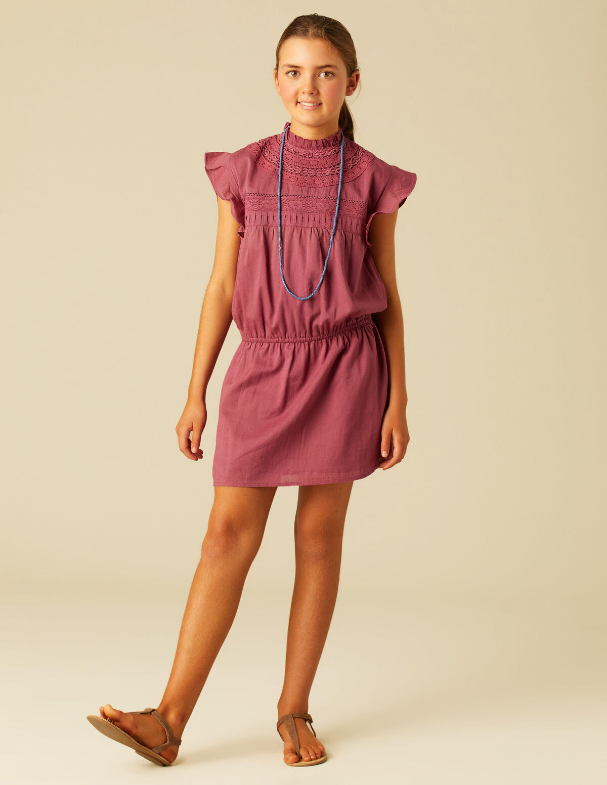 VESTIDO ENCAJES GOMITA AZUL