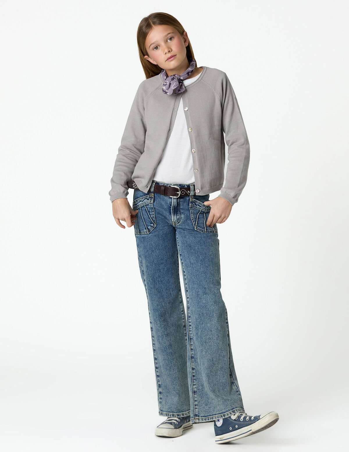 BLUE SEAMED POCKET JEANS