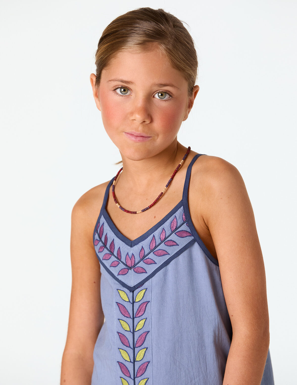 LEAVES EMBROIDERED DRESS