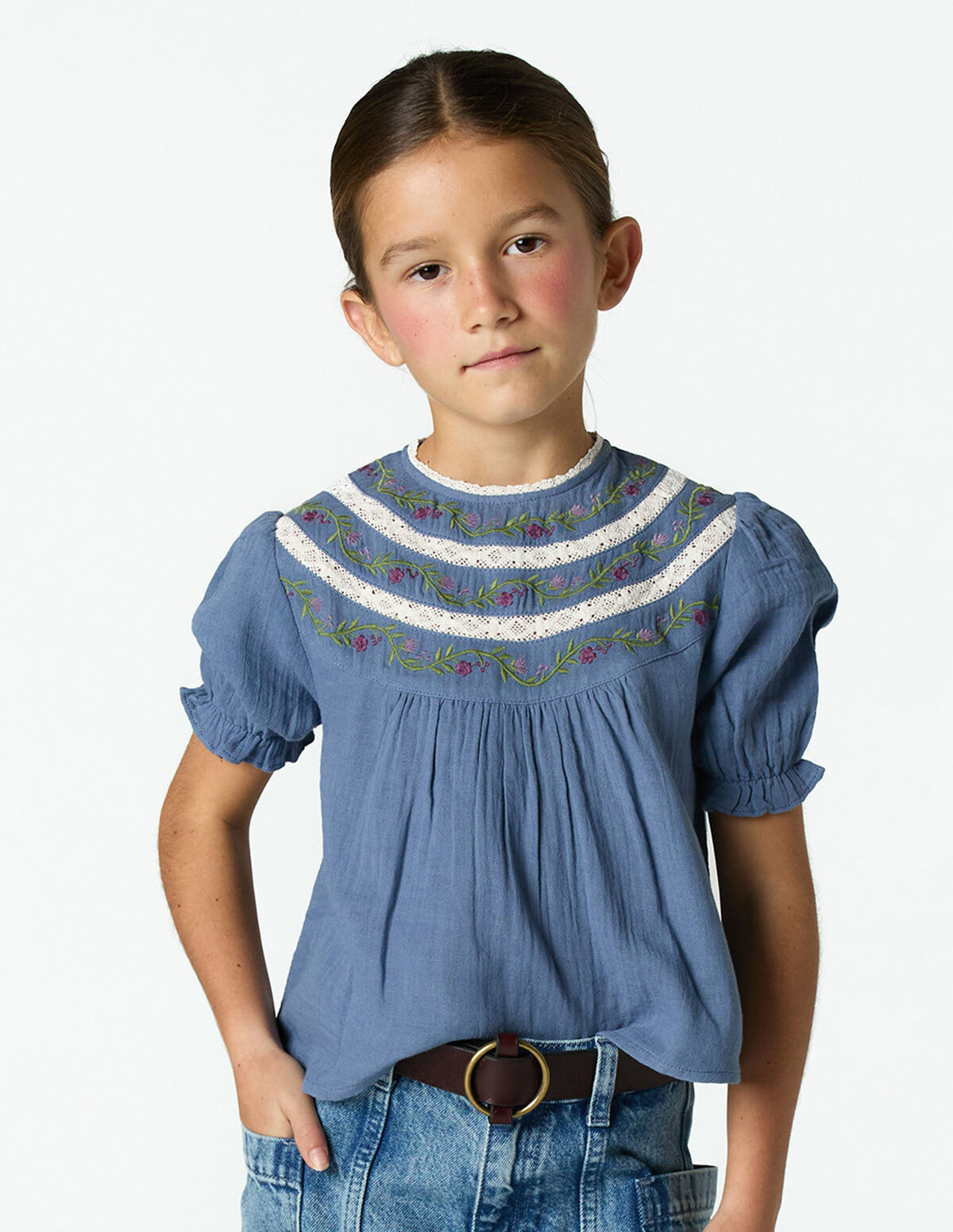 ANILINE BLUE EMBROIDERED SHIRT