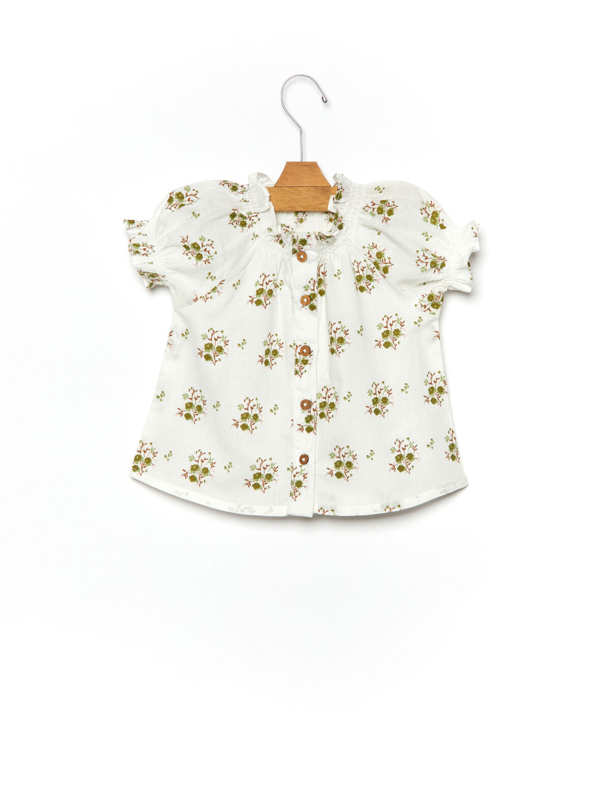 Green florets lantern sleeve shirt - View all - Nícoli