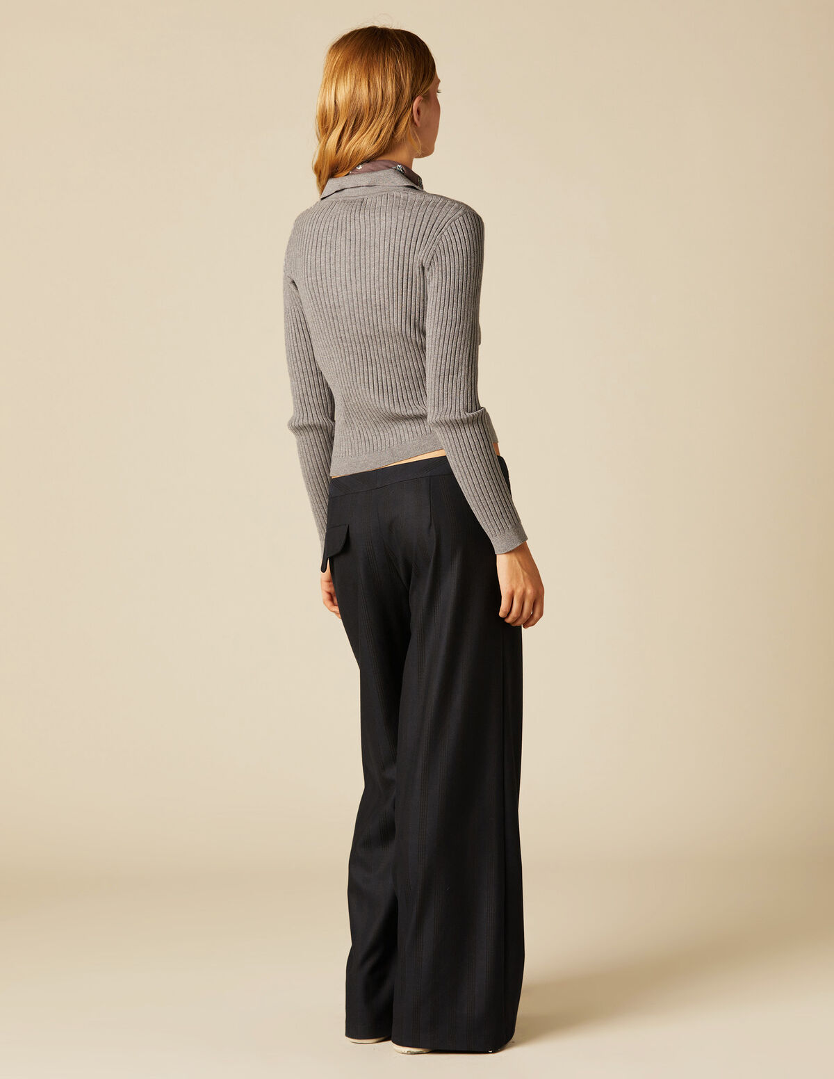 BLUE RIBBED CARDIGAN