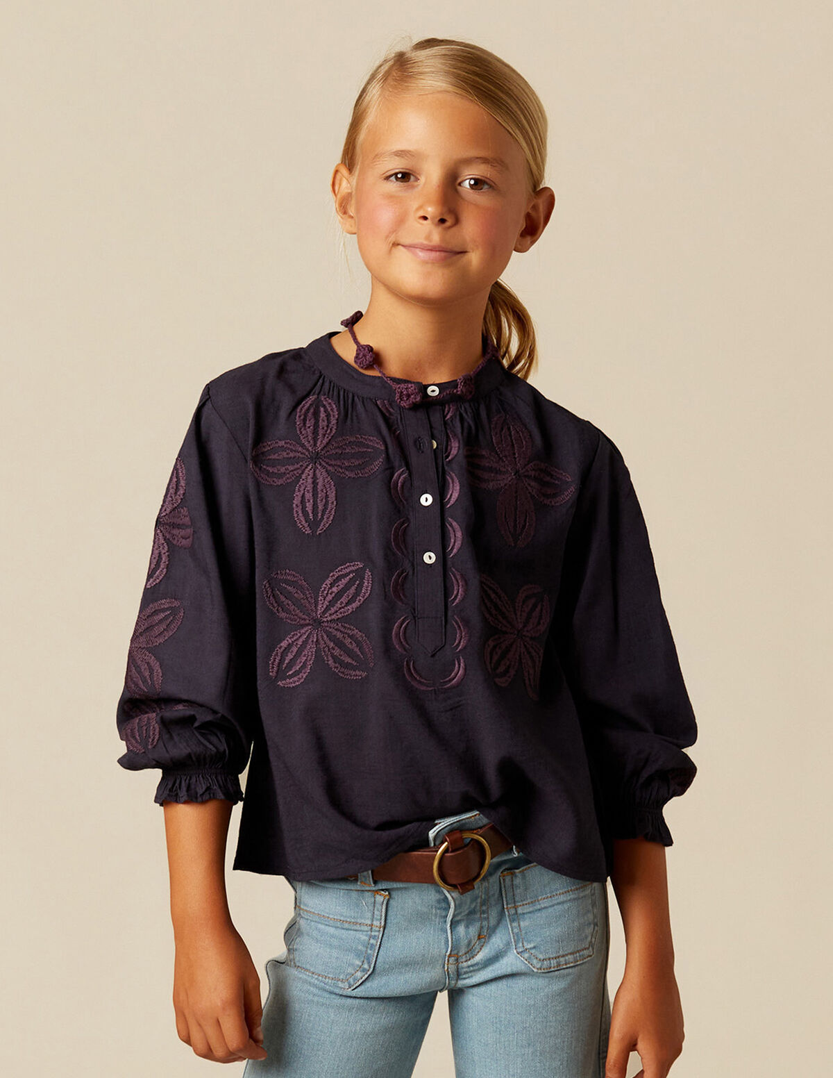 BLUE EMBROIDERED SHIRT