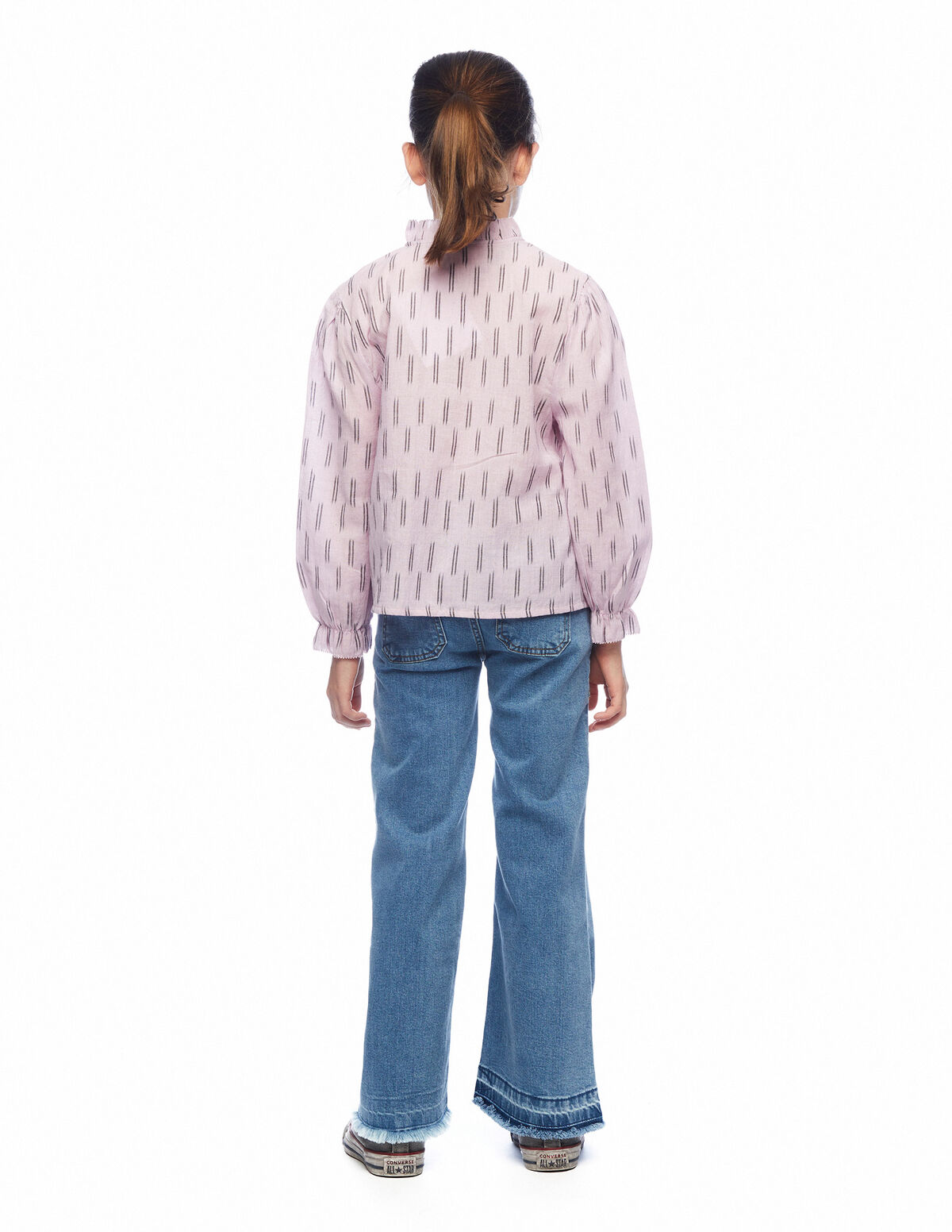 Camisa cuello volante doble raya cobalto