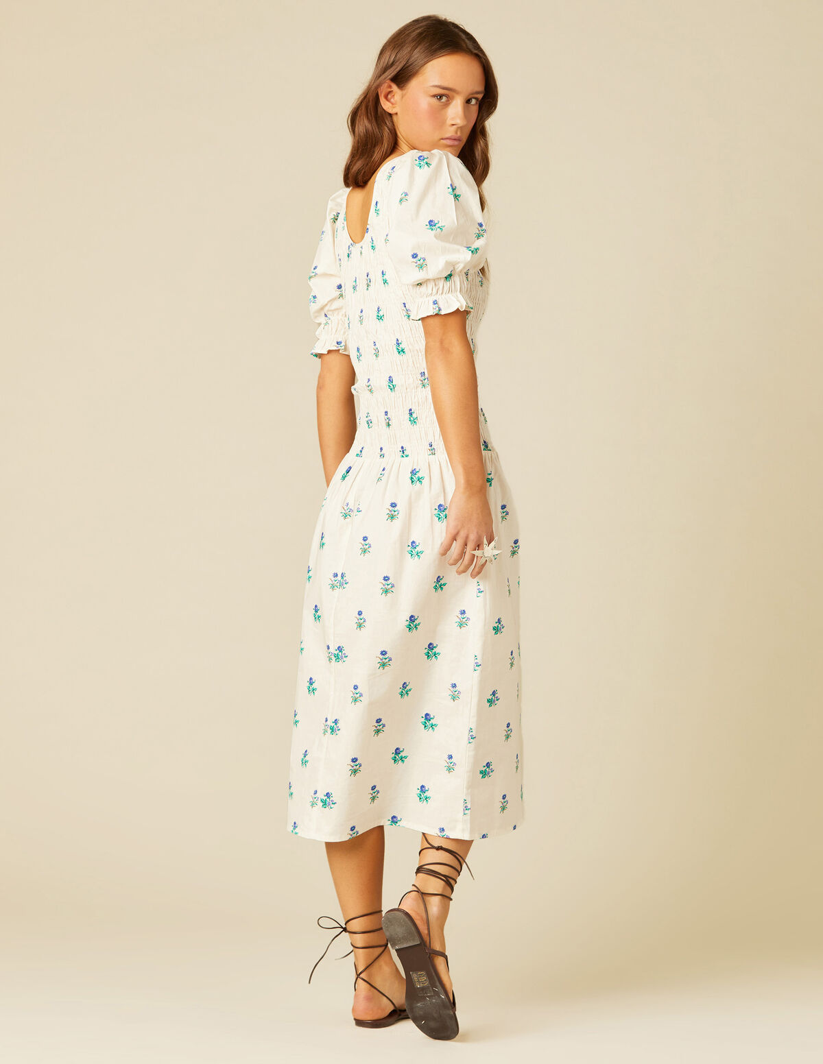 VESTIDO FRUNCES LILA FLOR