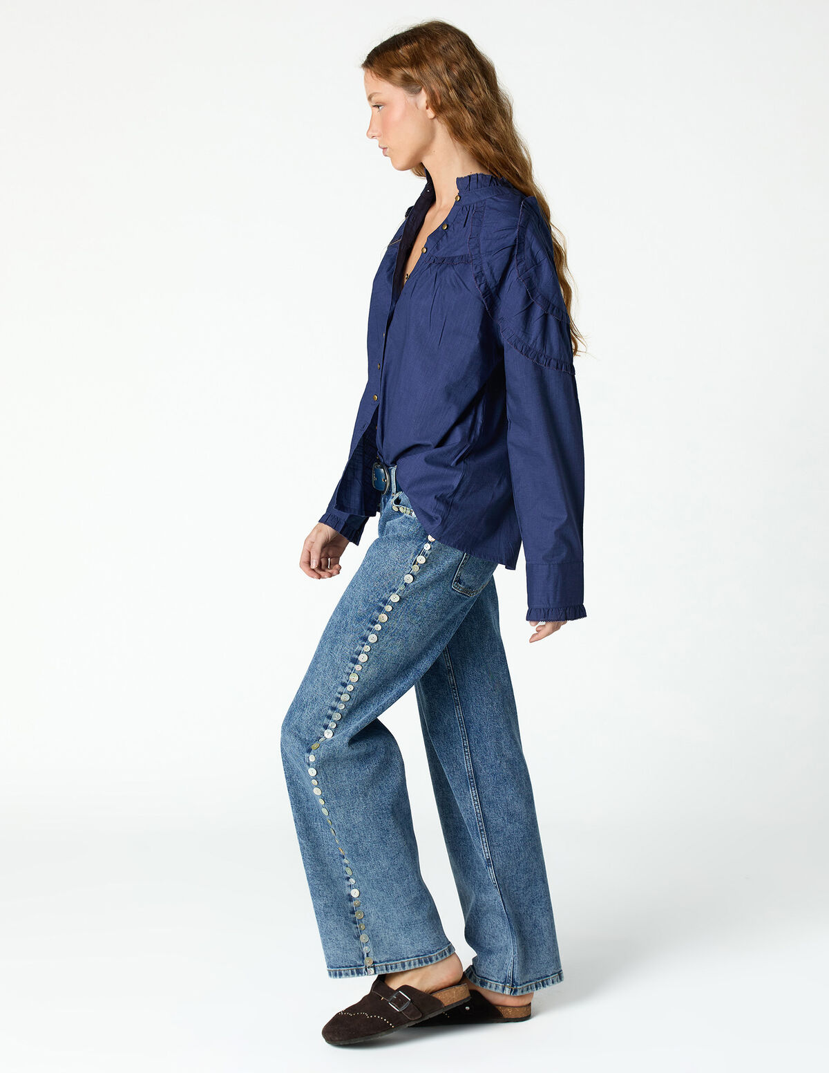 CONTRAST RUFFLE SHIRT