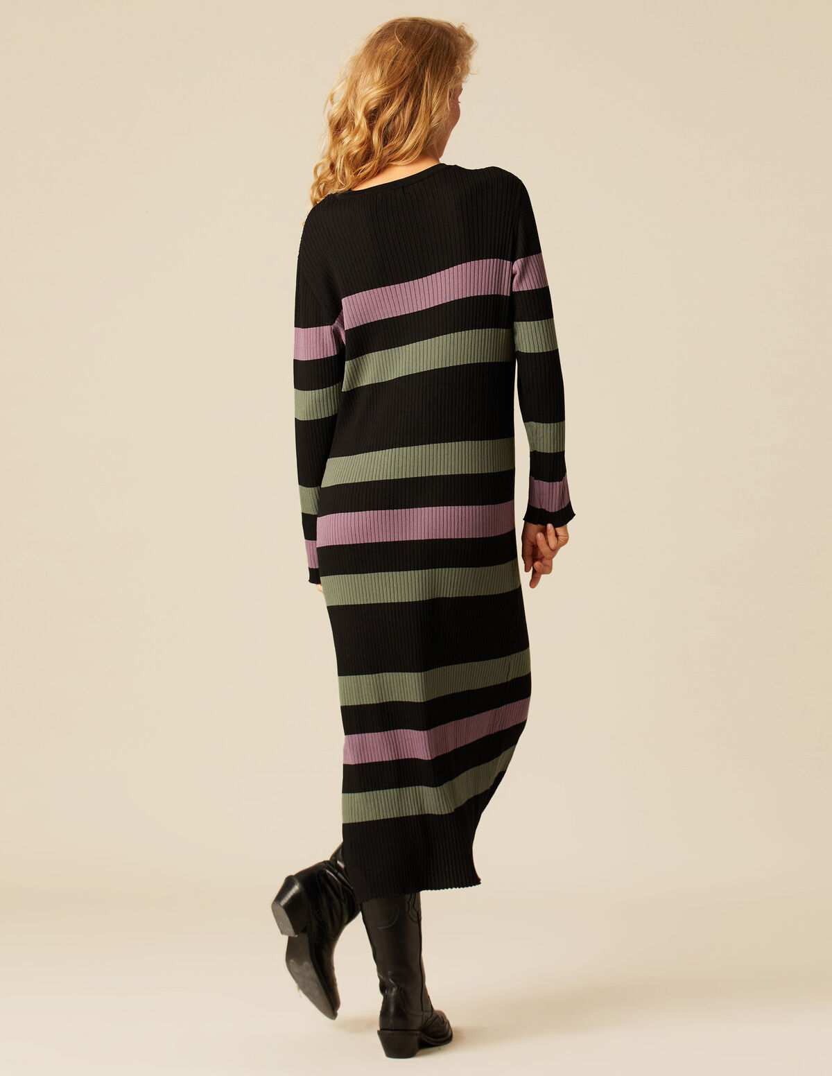 ROBE MAILLE RAYURES CÔTELÉE