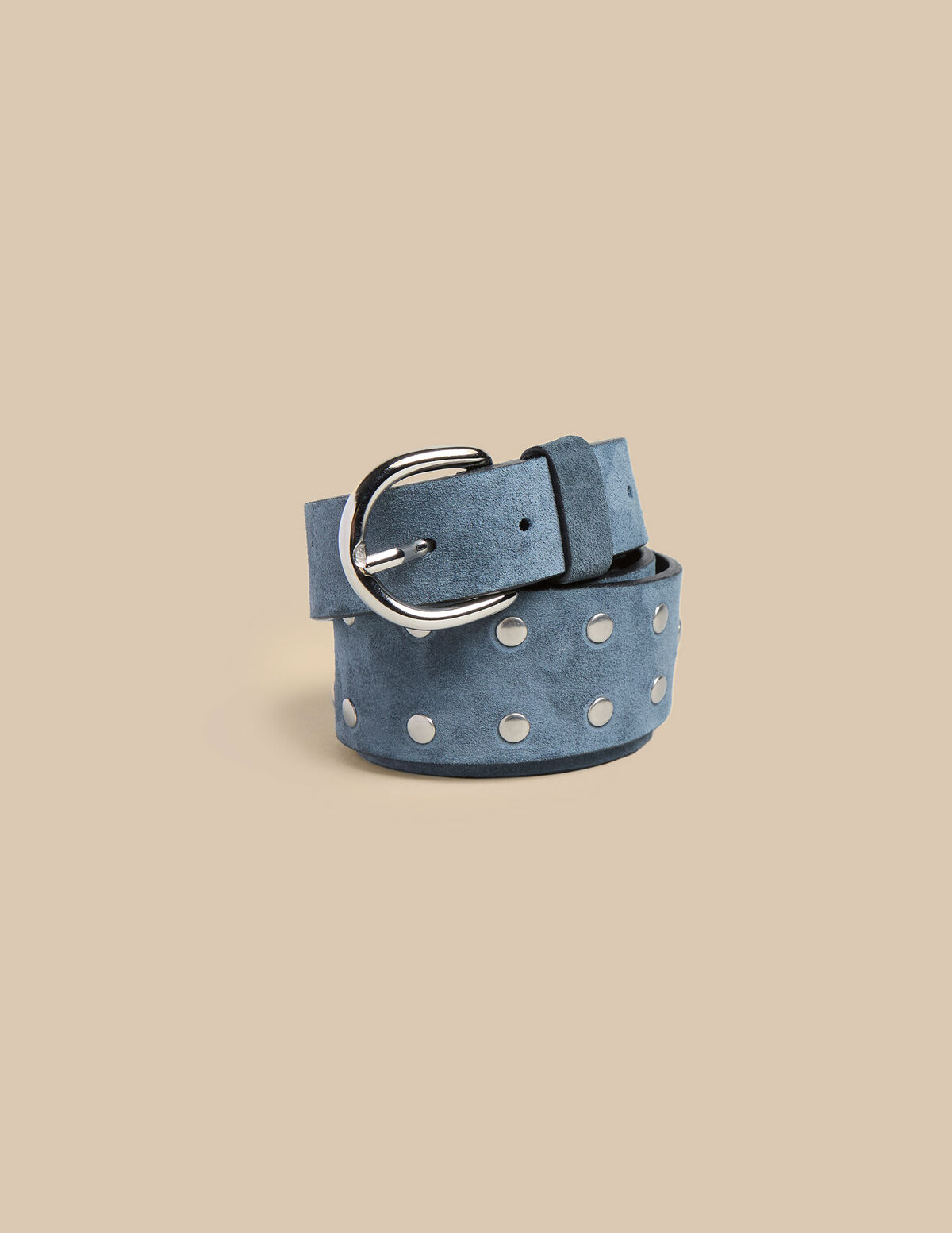 CEINTURE CROÛTE DE CUIR BLEU CLOUS