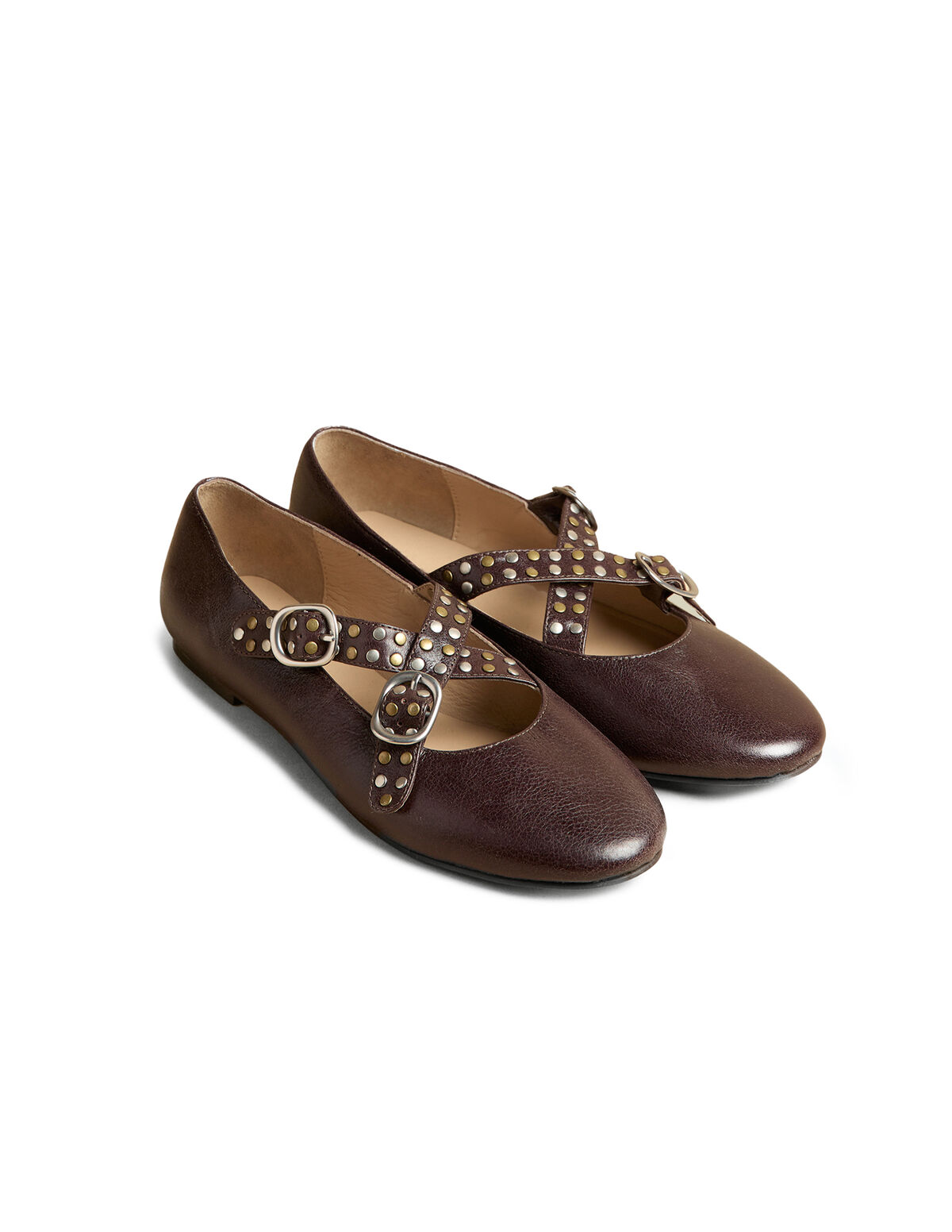 BROWN STUDDED BALLERINA