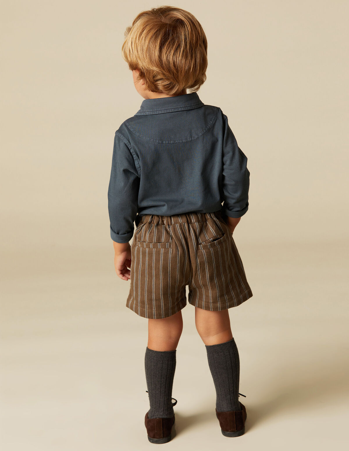BROWN STRIPED SHORTS