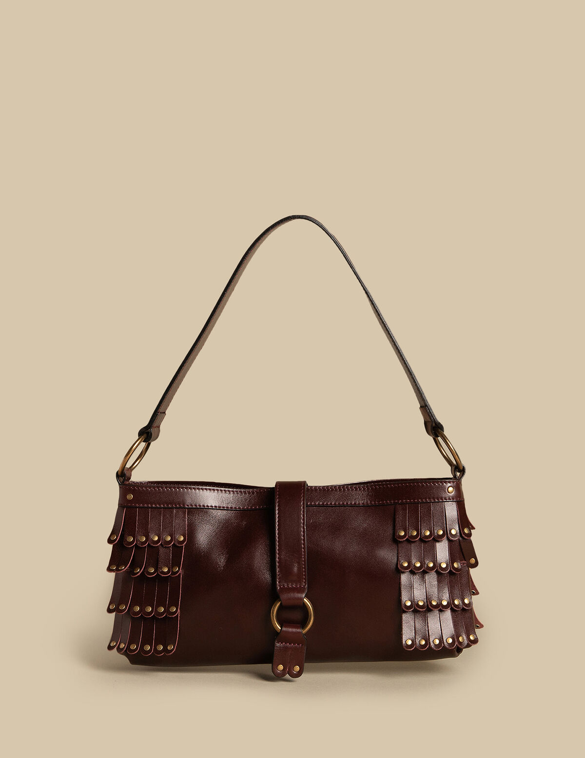 BOLSO FLECOS TACHUELAS MARRÓN