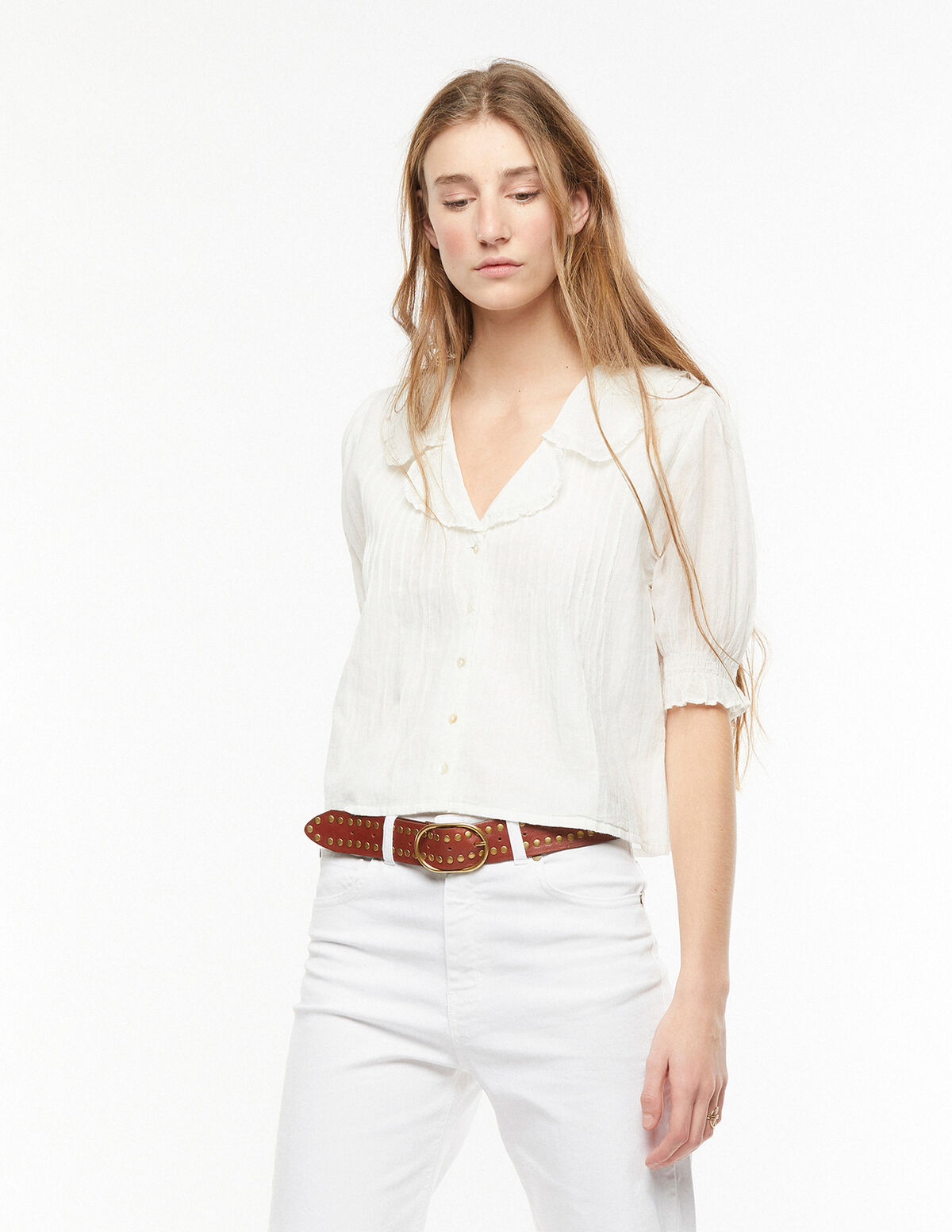 Camisa cuello doble jaretas antracita