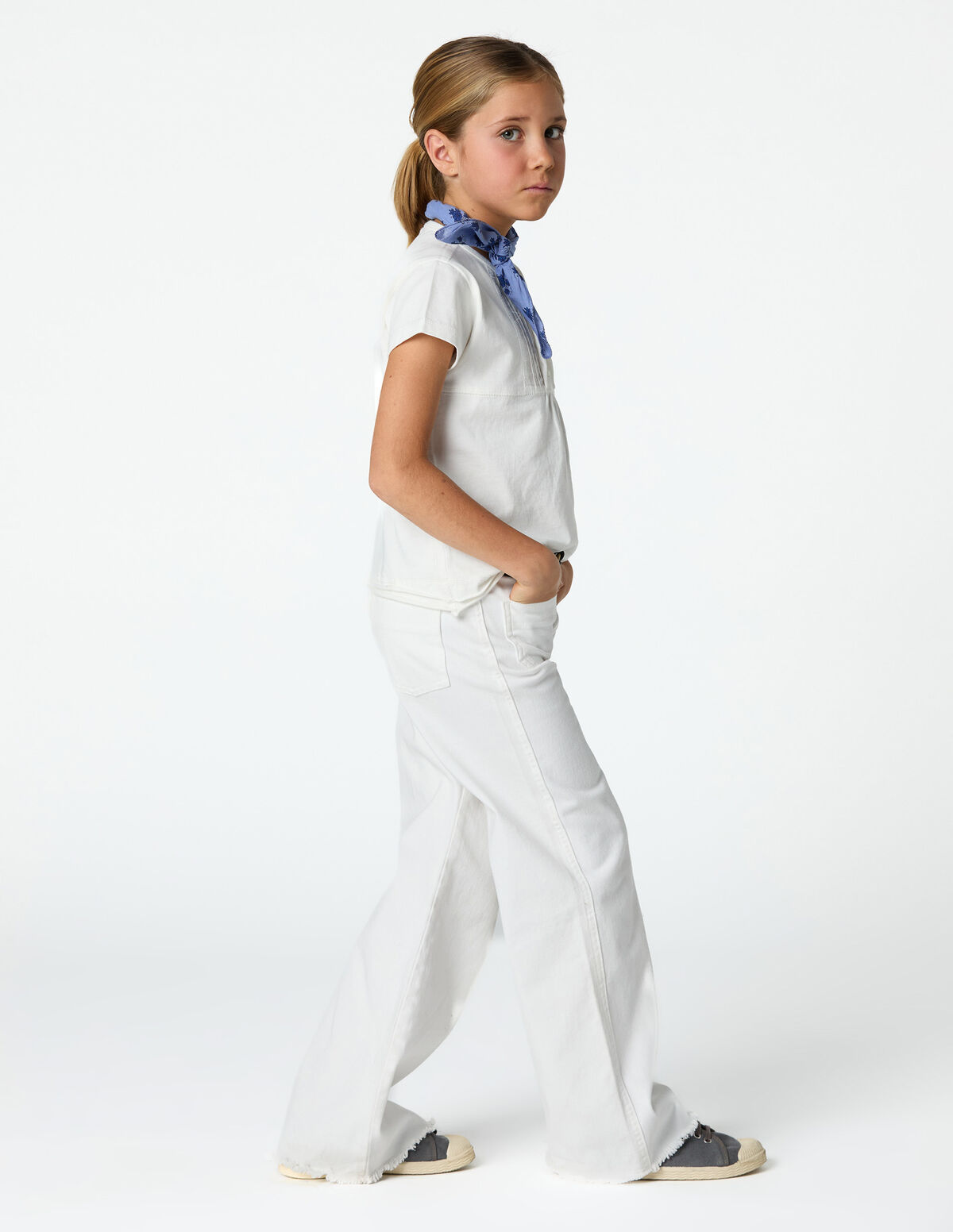 ANILINE BLUE PIN-TUCK T-SHIRT