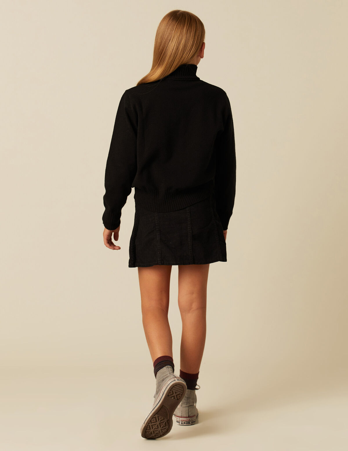 JUPE VELOURS CÔTELÉ SABLE