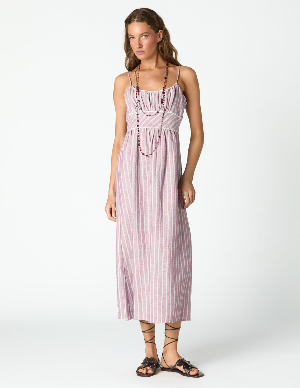 MAROON STRIPED DRESS