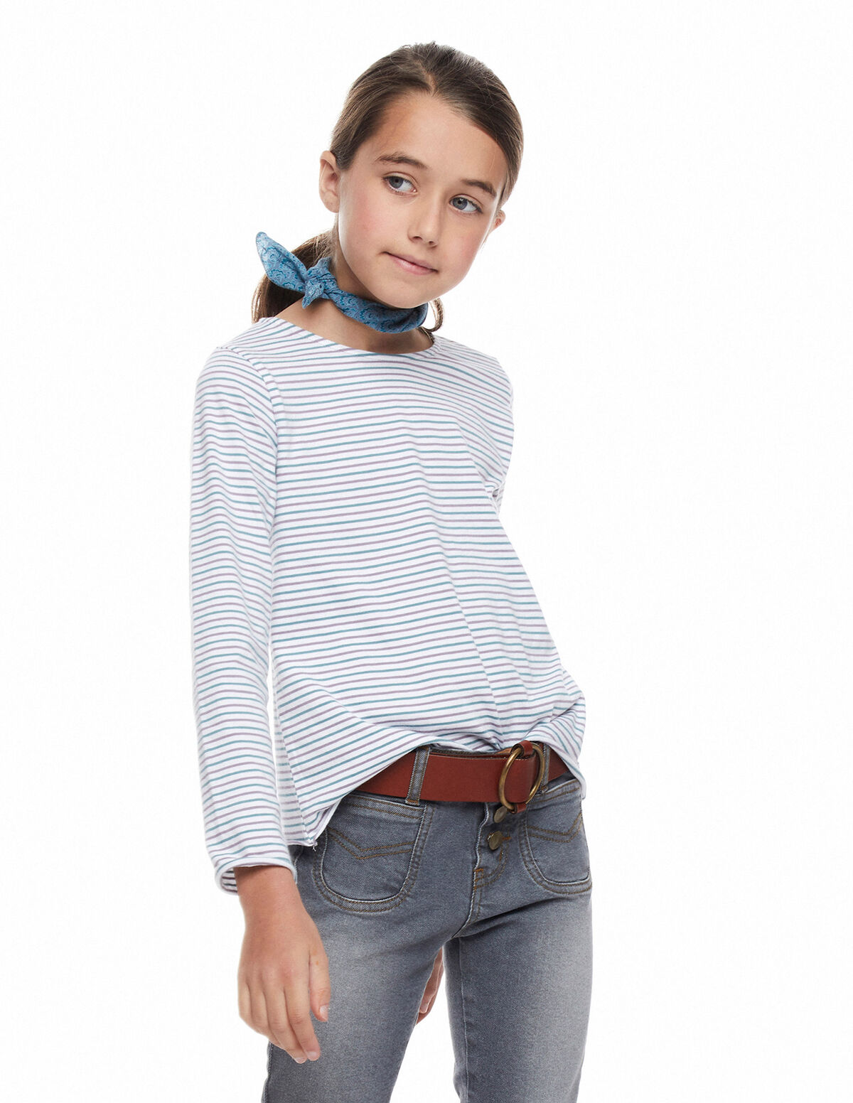 Camiseta manga larga rayas multicolor