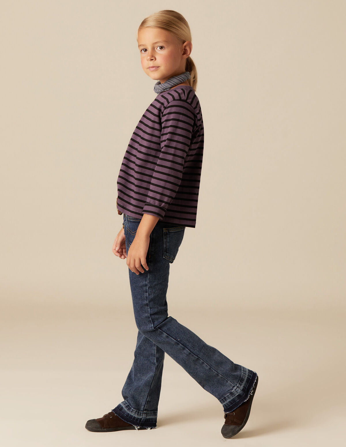 T-SHIRT GRANDE RAYURE BLEU