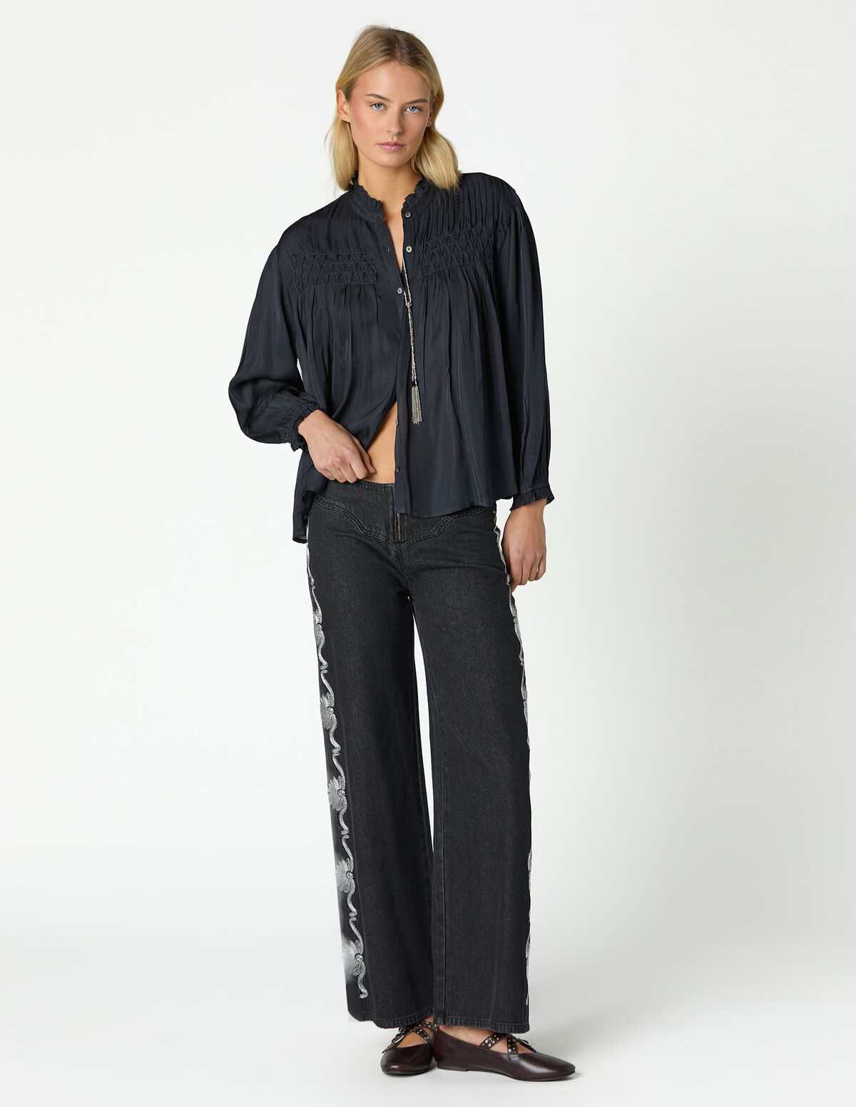 ANTHRACITE SATIN SHIRT