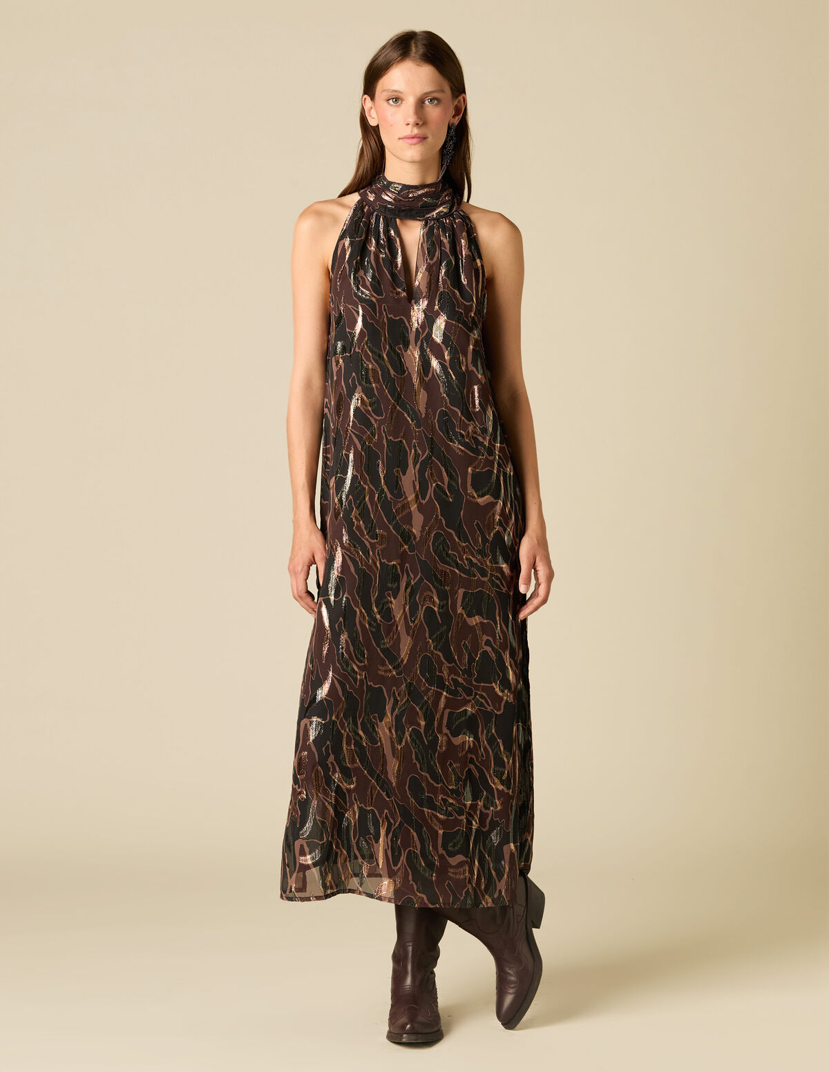 LUREX HALTER DRESS