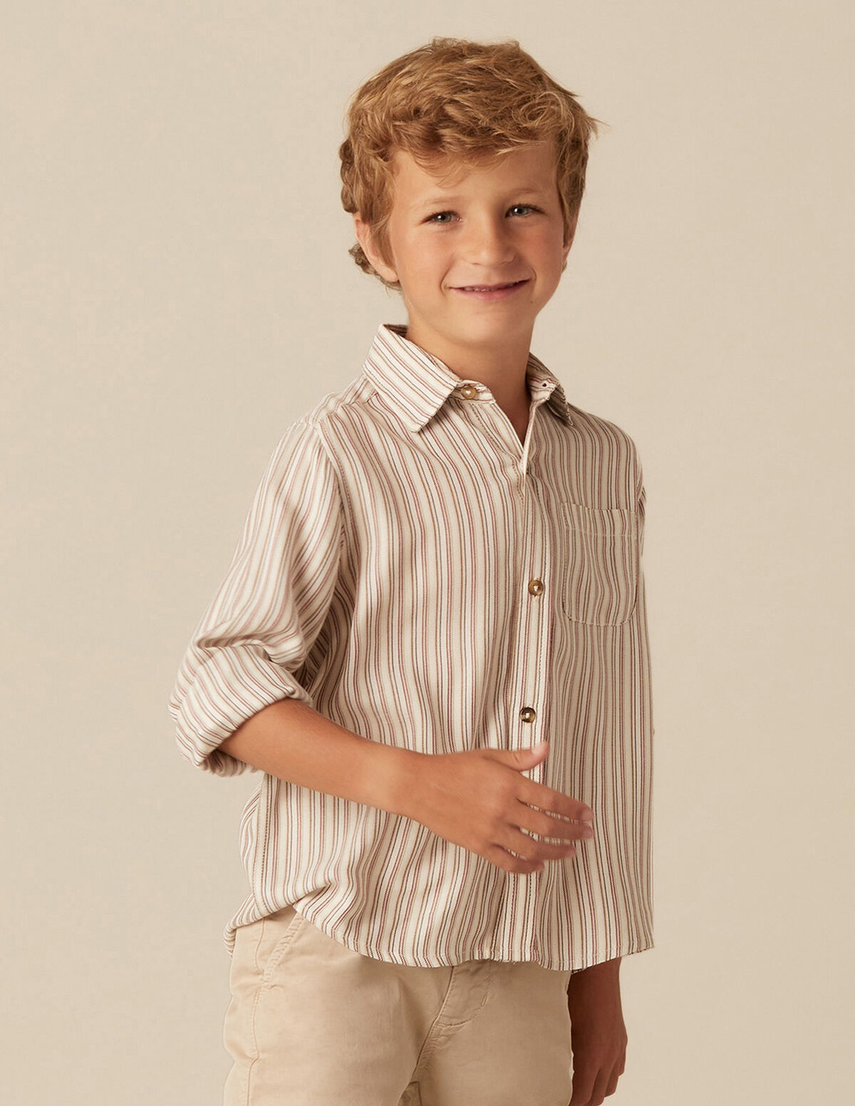 BLUE AND MUSTARD STRIPED SHIRT