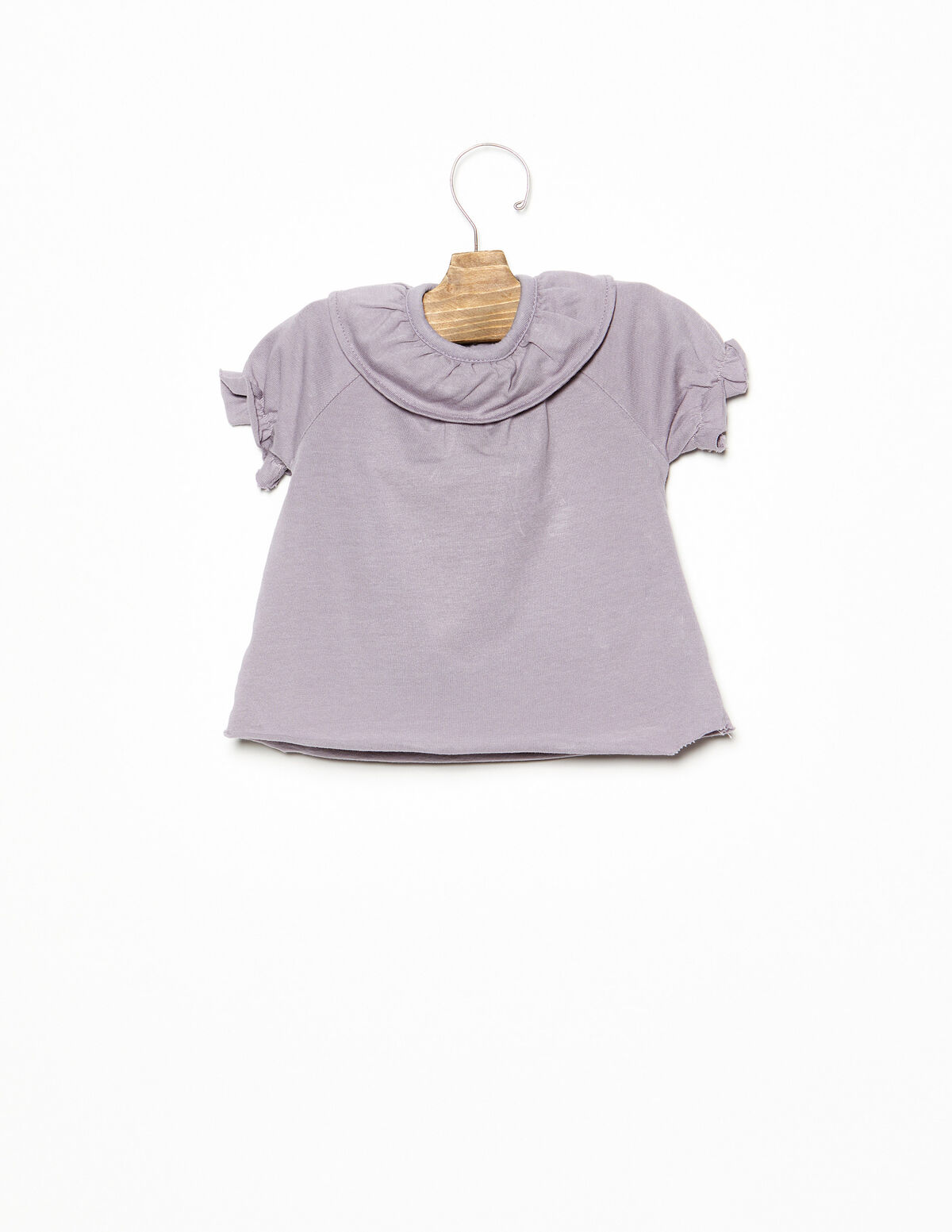 Blue ruffle neck T-shirt