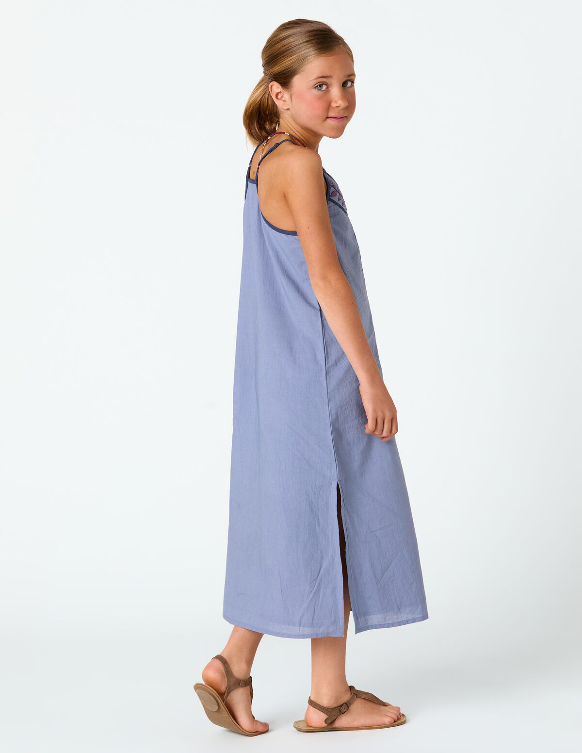 LEAVES EMBROIDERED DRESS
