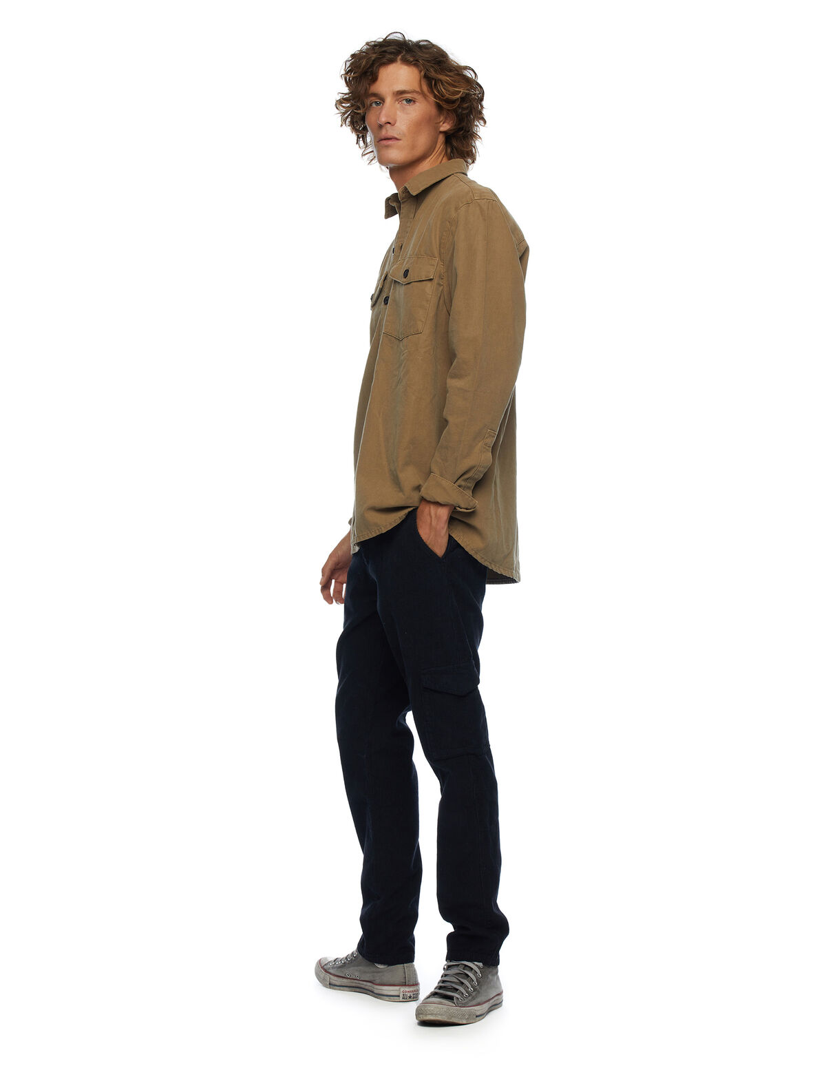 PANTALON CARGO VELOURS CÔTELÉ VERT