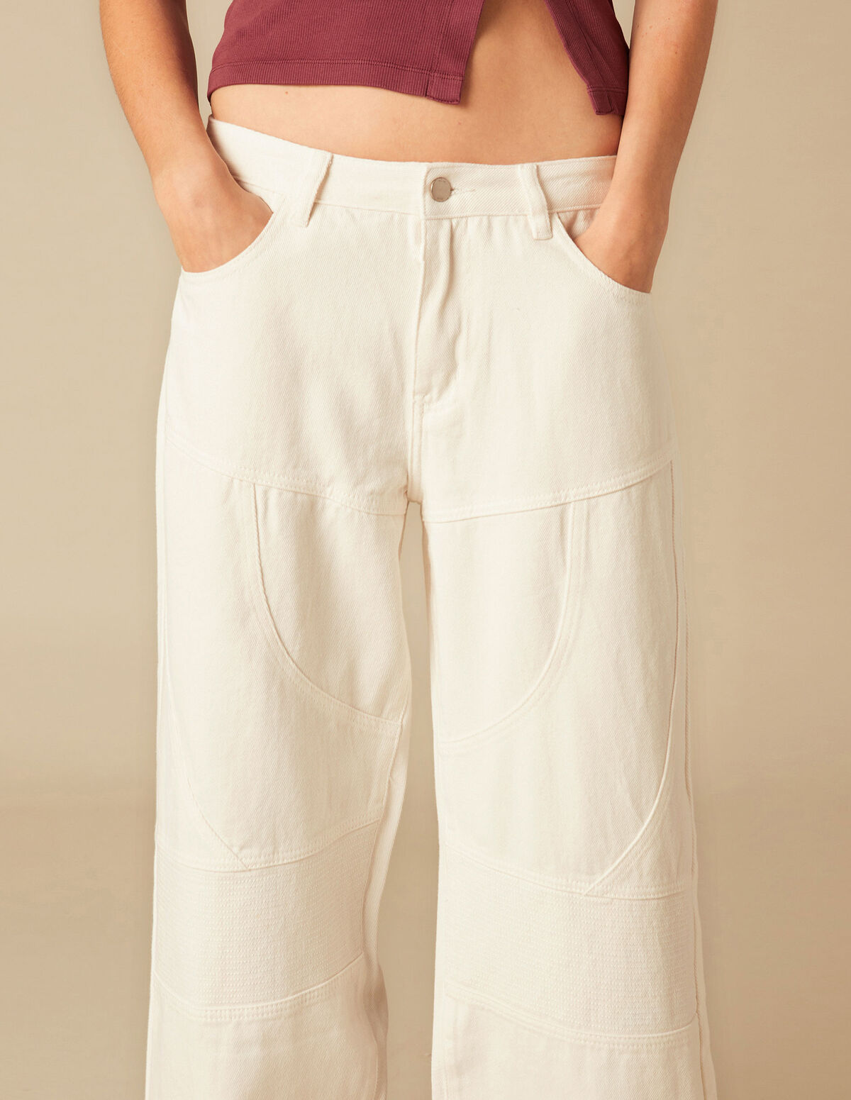 WHITE SEAMED TROUSERS