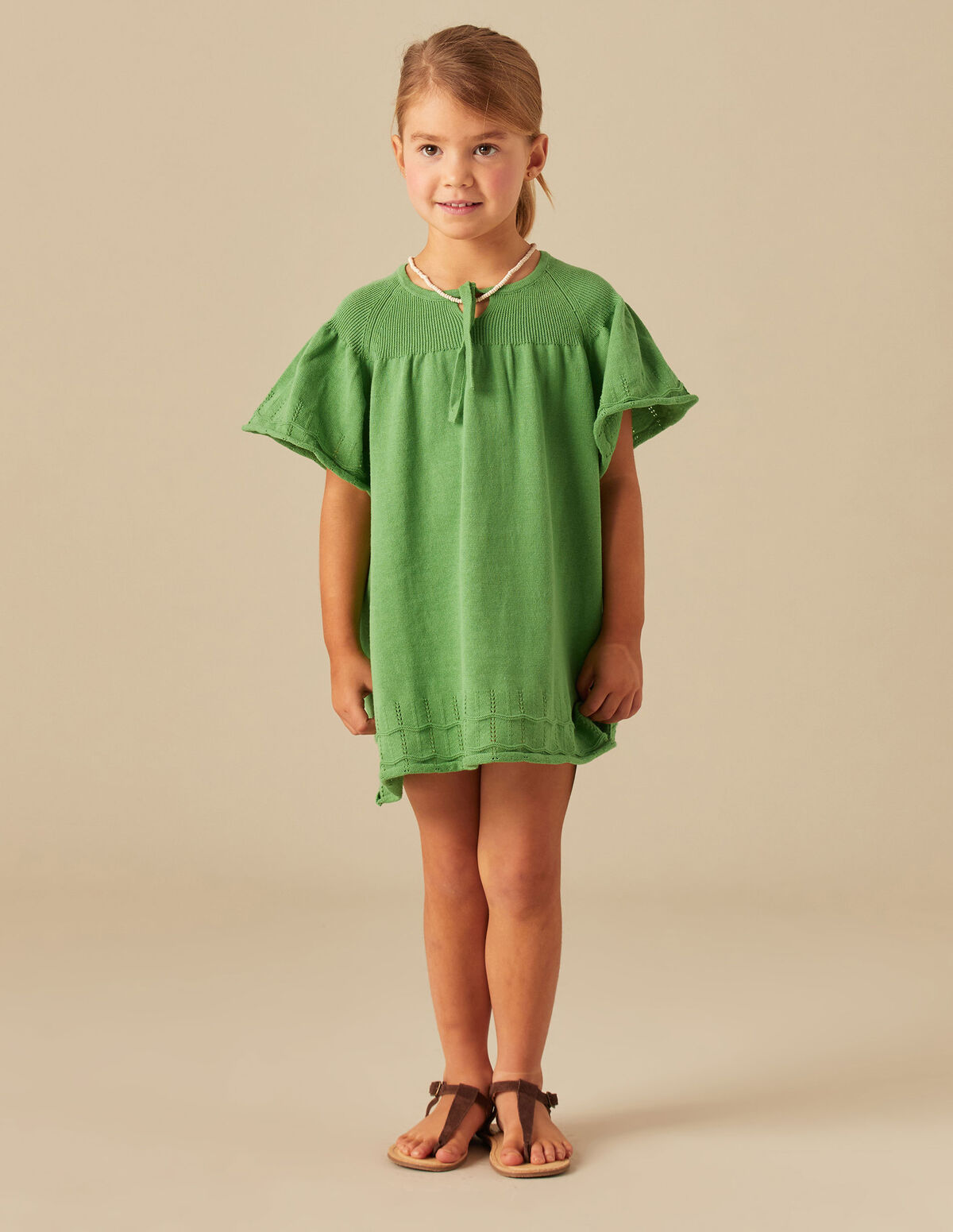 ROBE MAILLE VERTE ONDES