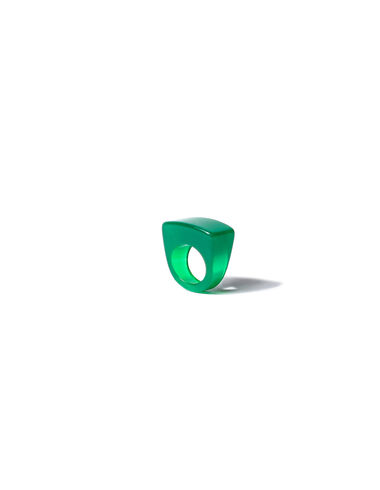 Green semi-round resin ring - Jewellery - Nícoli