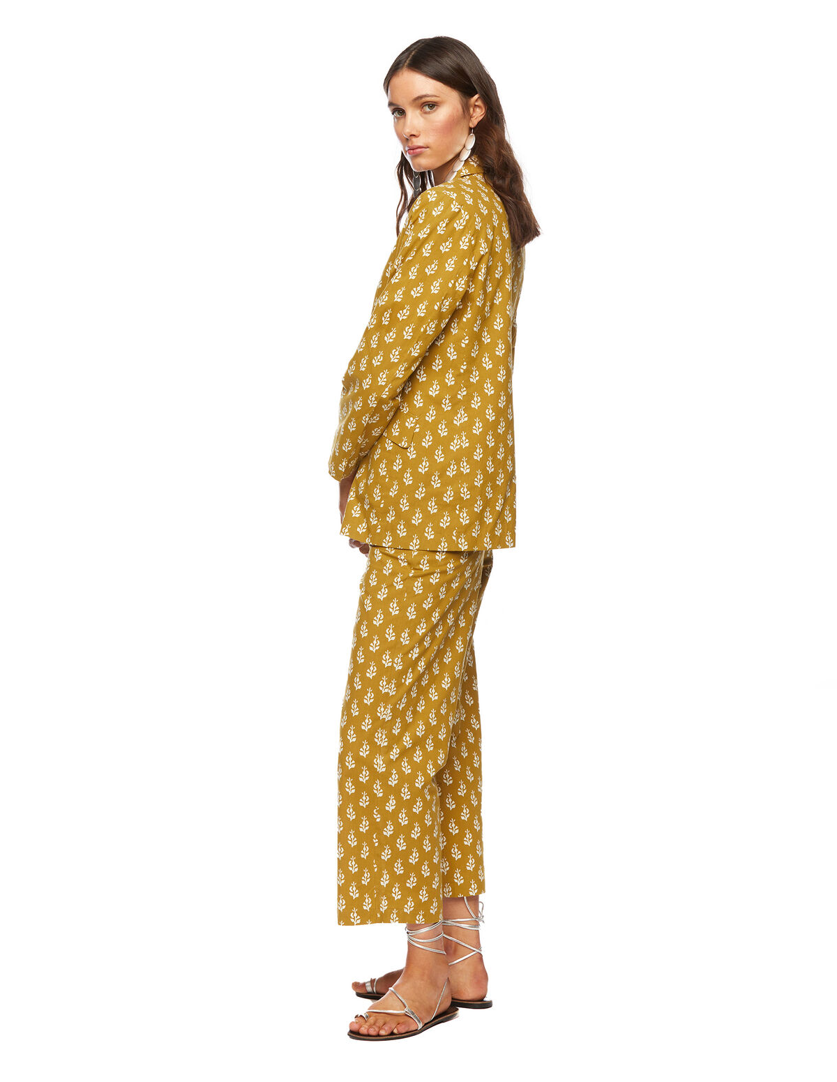 Mustard buti print trousers