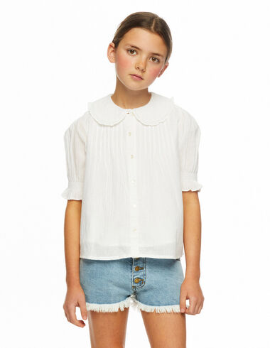 White pin-tuck collar shirt - Sale - Nícoli