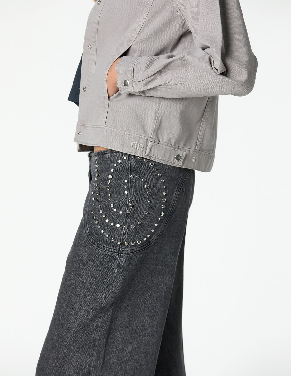 VESTE BOUTONS-PRESSION GRIS FER