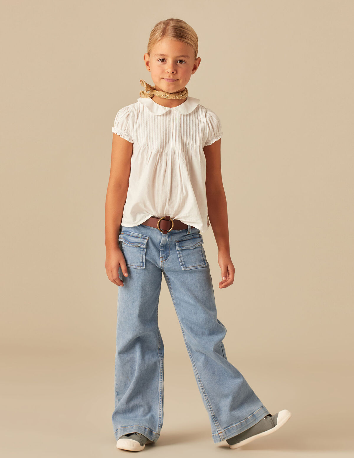 Pantalon rabat poches jean bleu