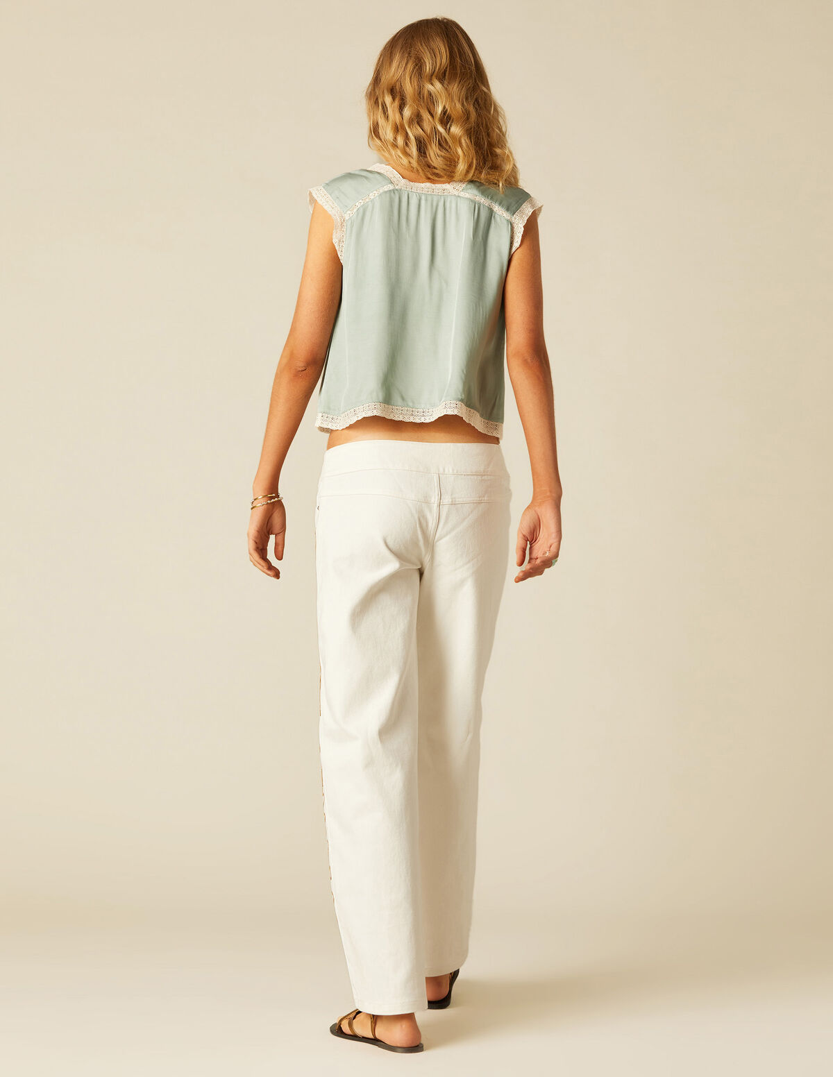 YELLOW SATIN SHIRT WITH LACE
